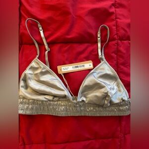 SKIMS stretch satin shiny silver bralette xxs
